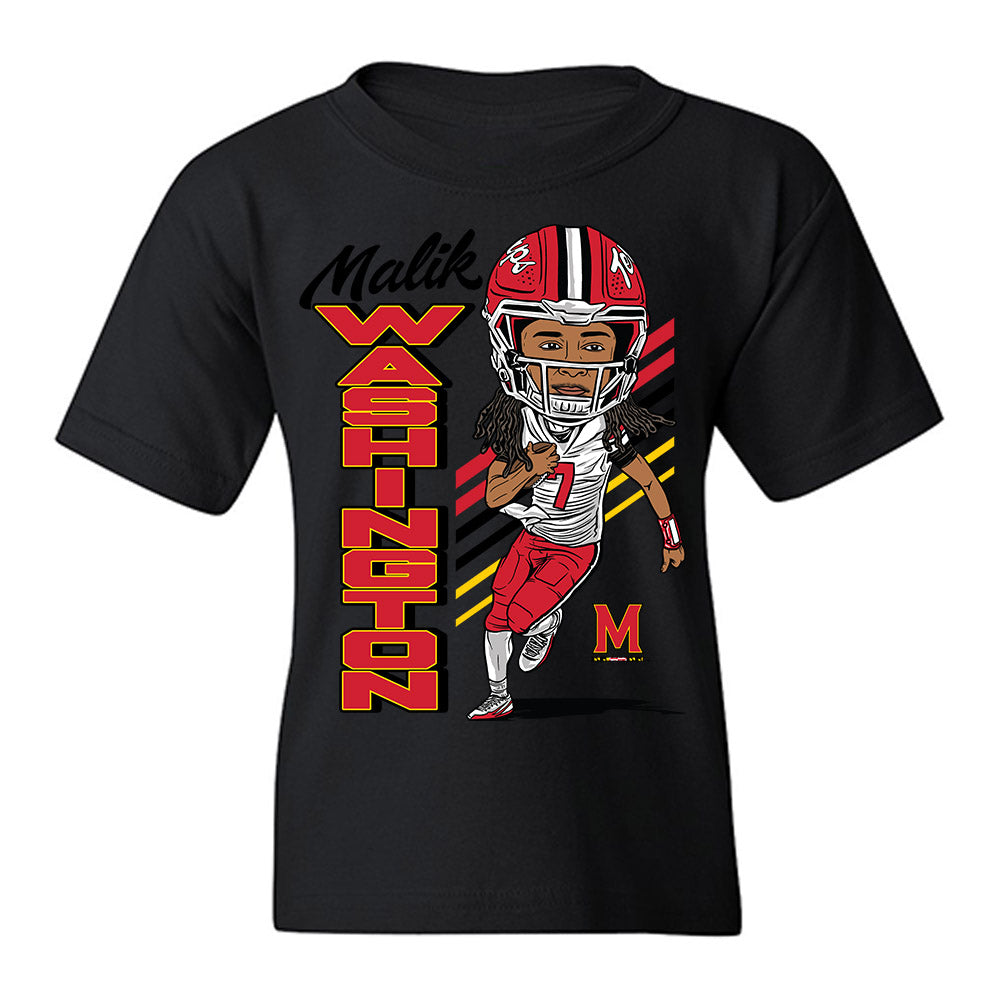 Maryland - NCAA Football : Malik Washington - Caricature Youth T-Shirt-0
