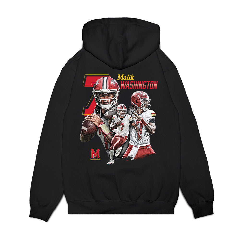 Maryland - NCAA Football : Malik Washington - Collage Premium Hooded Sweatshirt-1