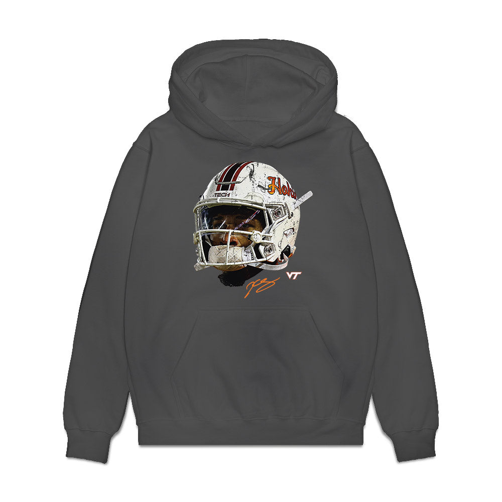 Virginia Tech - NCAA Football : Kyron Drones - Game Face Premium Hooded Sweatshirt-0