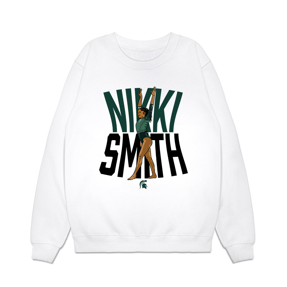 Michigan State - NCAA Women's Gymnastics : Nikki Smith - Caricature Premium Crewneck Sweatshirt-0