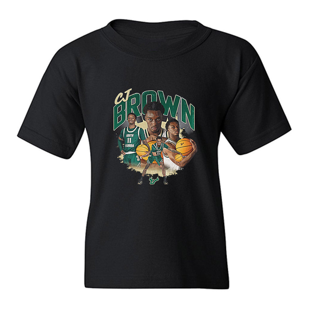 USF - NCAA Men's Basketball : CJ Brown - Collage Youth T-Shirt-0