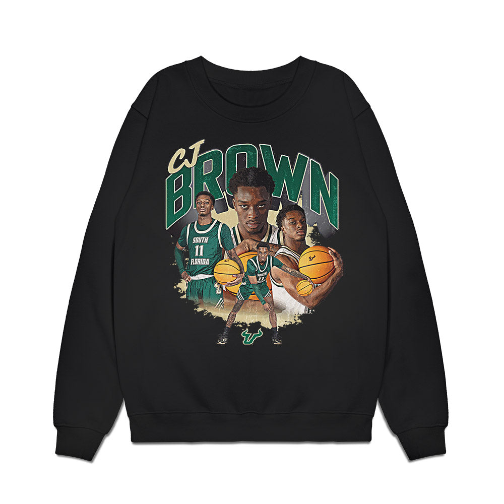 USF - NCAA Men's Basketball : CJ Brown - Collage Premium Crewneck Sweatshirt-0