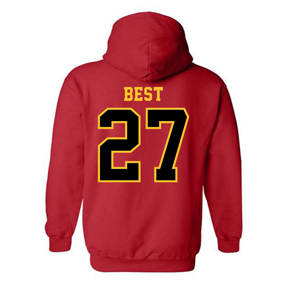 Ferris State - NCAA Men's Ice Hockey : Gavin Best - Replica Shersey Hooded Sweatshirt-1