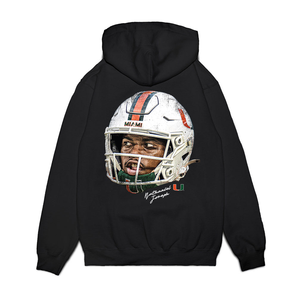 Miami - NCAA Football : Nathaniel Joseph - GameFace Premium Hooded Sweatshirt-1