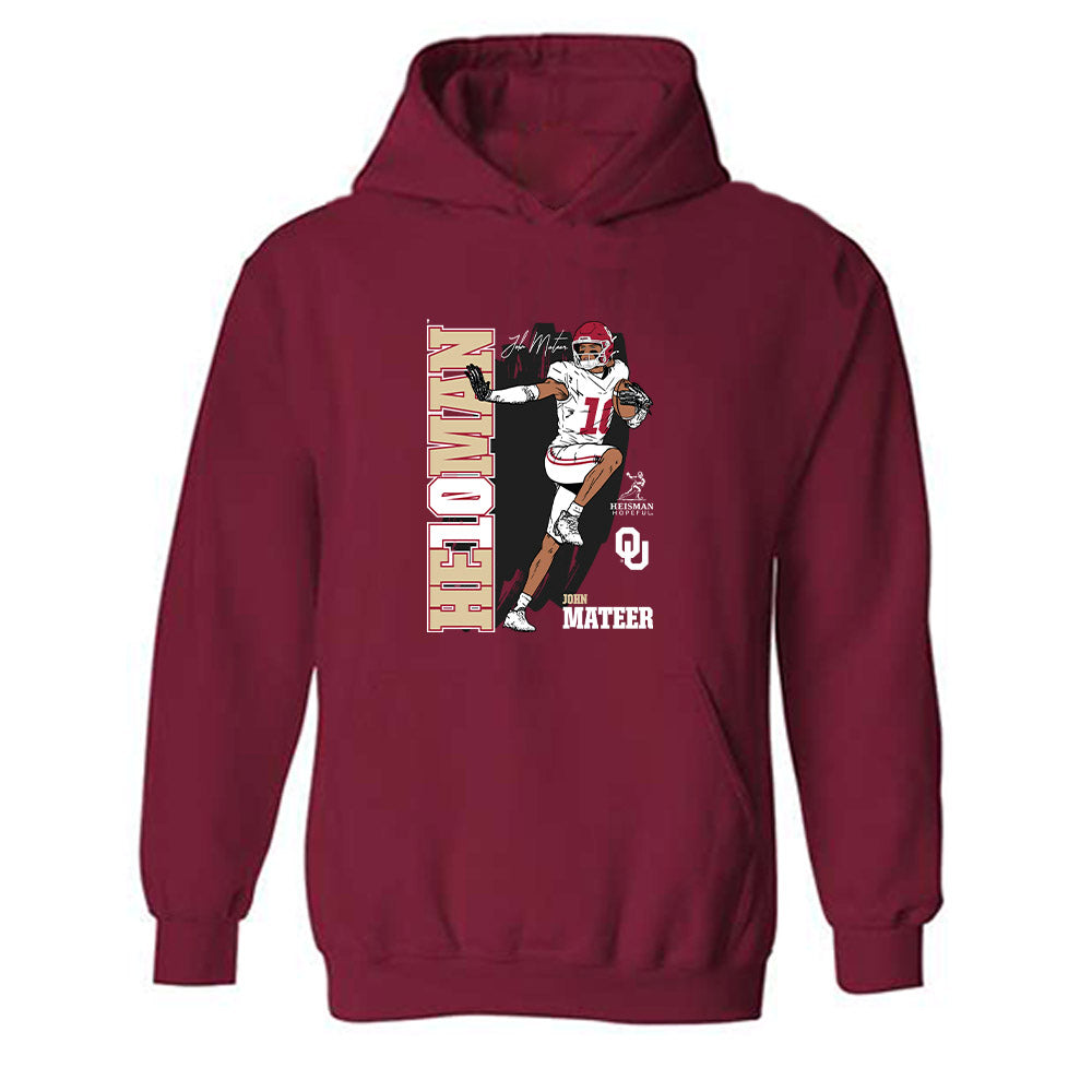 Oklahoma - NCAA Football : John Mateer - Heisman Stance Hooded Sweatshirt-0