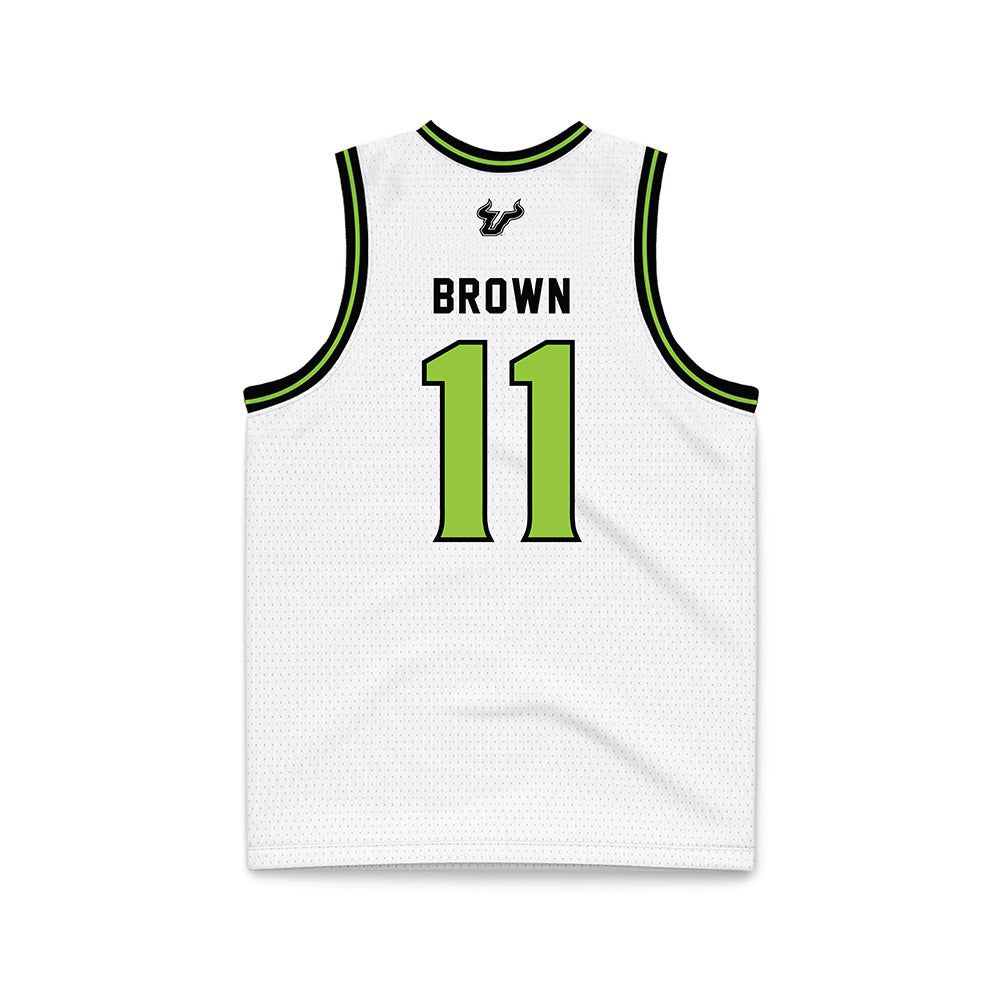 USF - NCAA Men's Basketball : CJ Brown - White Basketball Jersey-1