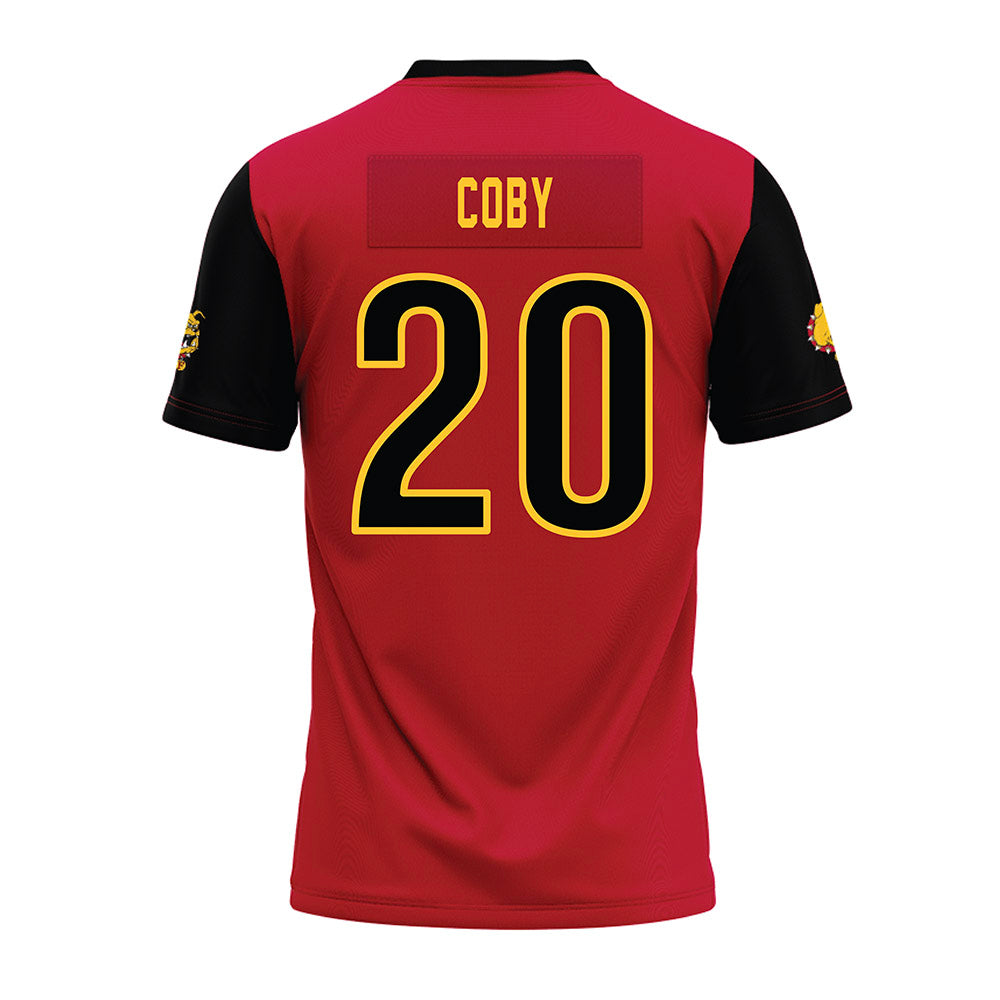 Ferris State - NCAA Football : James Coby - Red Premium Football Jersey-1