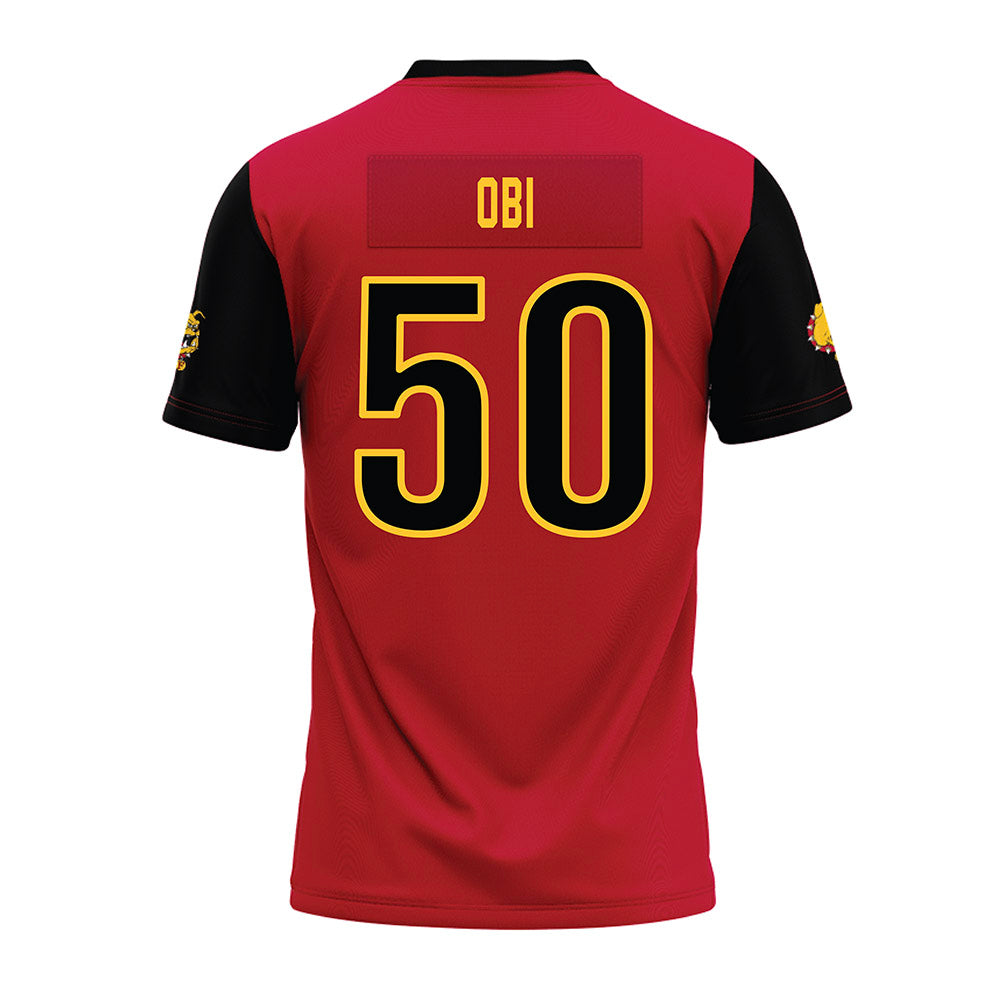 Ferris State - NCAA Football : Chimdindu Obi - Red Premium Football Jersey-1