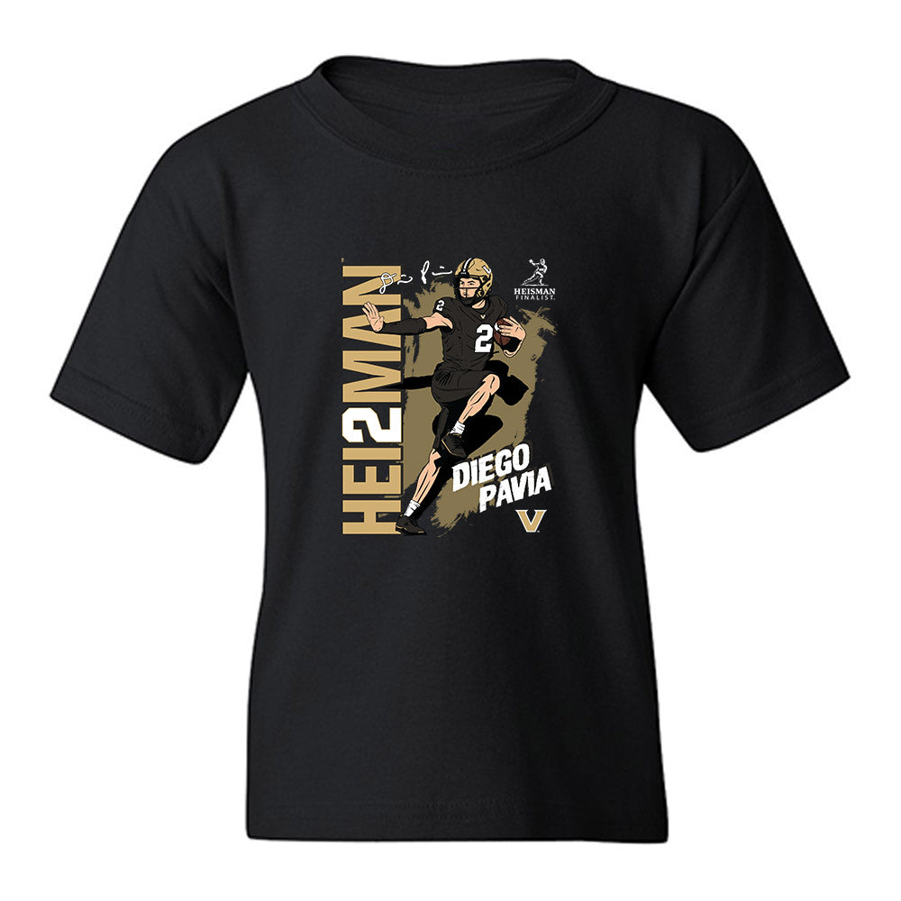 Vanderbilt - NCAA Football : Diego Pavia - Heisman Finalist Stance Youth T-Shirt-0
