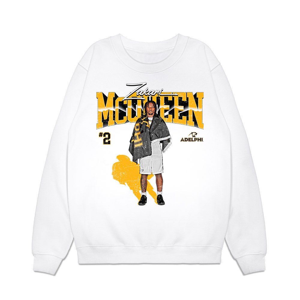 Adelphi - NCAA Men's Basketball : Zakari McQueen - Collage Premium Crewneck Sweatshirt-0