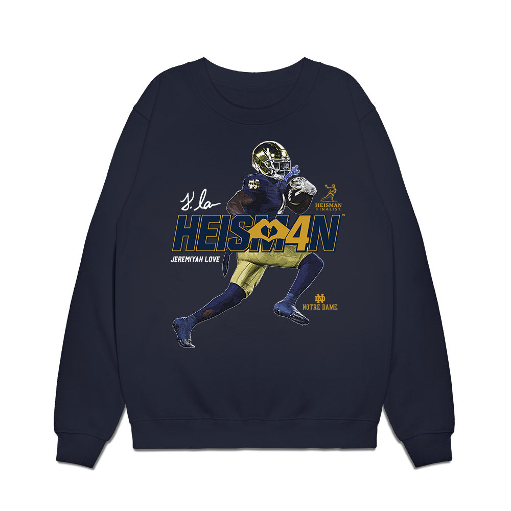 Notre Dame - NCAA Football : Jeremiyah Love - Heisman Finalist Premium Crewneck Sweatshirt-0
