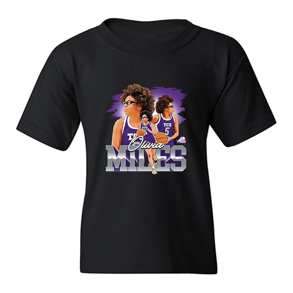 TCU - NCAA Women's Basketball : Olivia Miles - Collage Youth T-Shirt-0