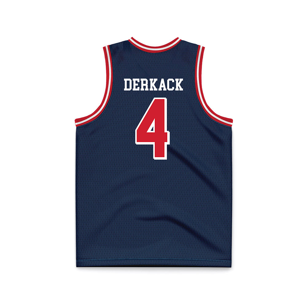 Dayton - NCAA Men's Basketball : Jordan Derkack - Navy Basketball Jersey-1