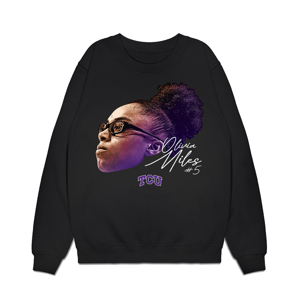 TCU - NCAA Women's Basketball : Olivia Miles - Game Face Premium Crewneck Sweatshirt-0
