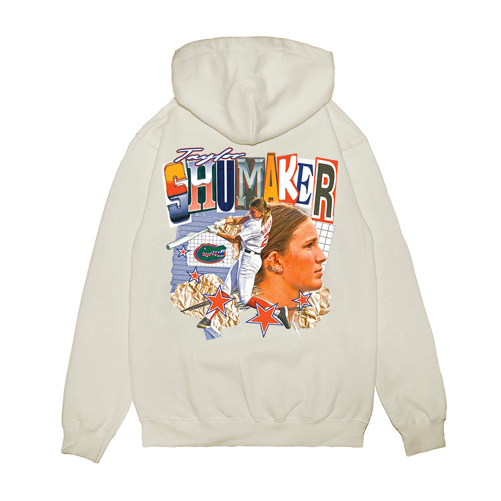 Florida - NCAA Softball : Taylor Shumaker - Cutout Collage Premium Hooded Sweatshirt-1