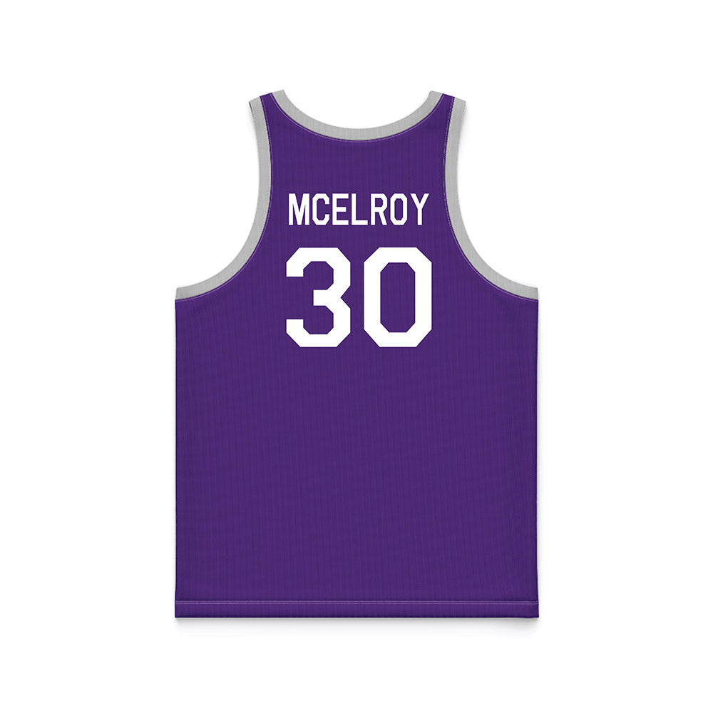 TCU - NCAA Men's Basketball : Drew McElroy - Purple Hardwood Basketball Jersey-1