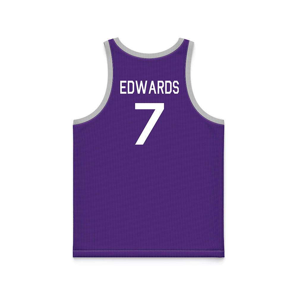 TCU - NCAA Men's Basketball : Kayden Edwards - Purple Hardwood Basketball Jersey-1
