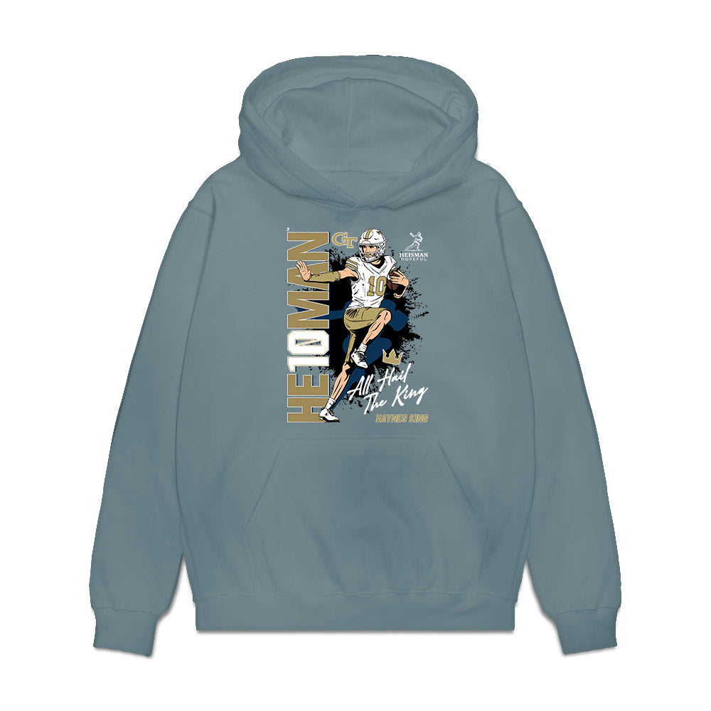 Georgia Tech - NCAA Football : Haynes King - Heisman Stance Premium Hooded Sweatshirt-0