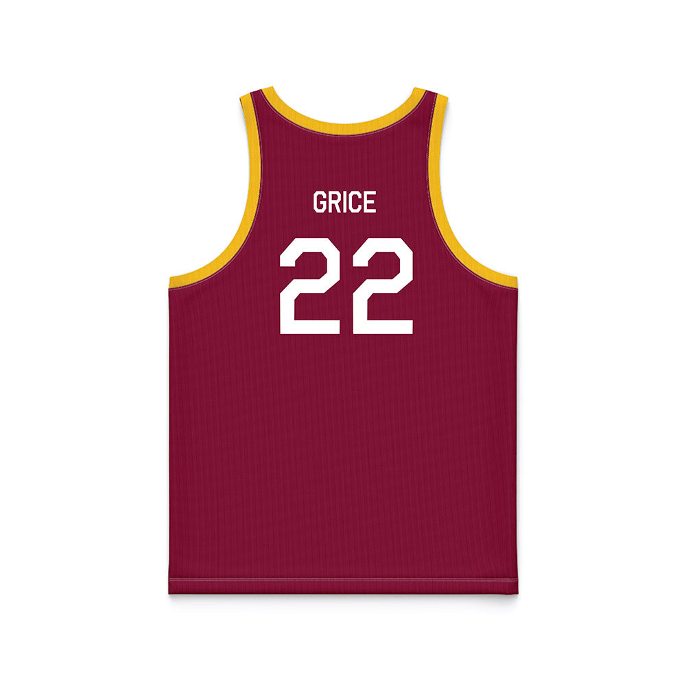 Arizona State - NCAA Women's Basketball : Timya Grice - Maroon Hardwood Basketball Jersey-1