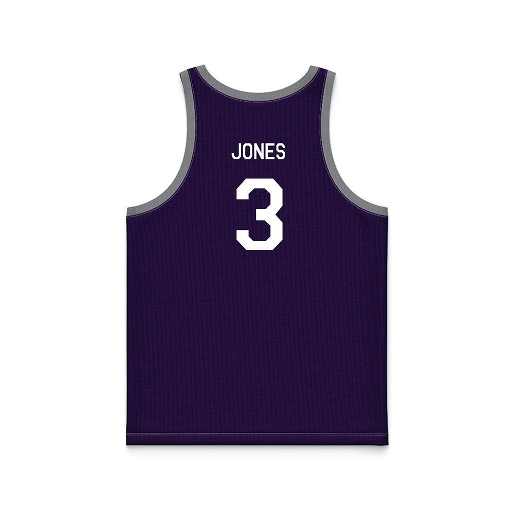 Kansas State - NCAA Men's Basketball : CJ Jones - Purple Hardwood Basketball Jersey-1
