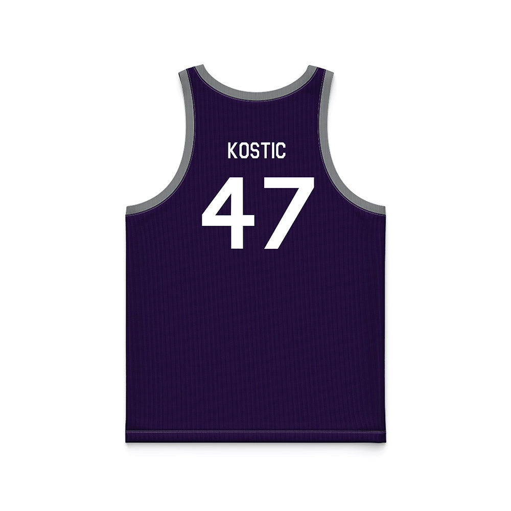 Kansas State - NCAA Men's Basketball : Andrej Kostic - Purple Hardwood Basketball Jersey-1
