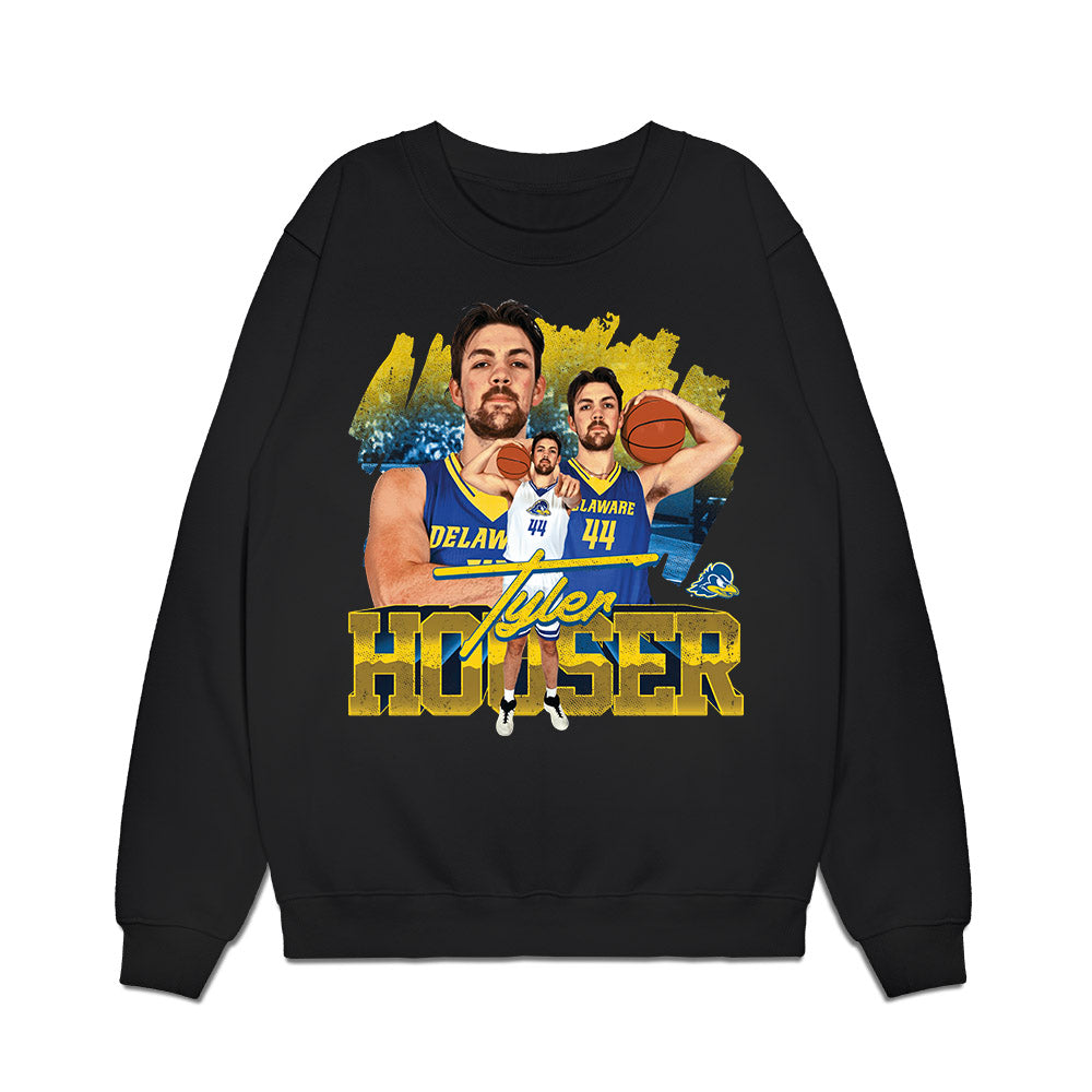 Delaware - NCAA Men's Basketball : Tyler Houser - Collage Premium Crewneck Sweatshirt-0