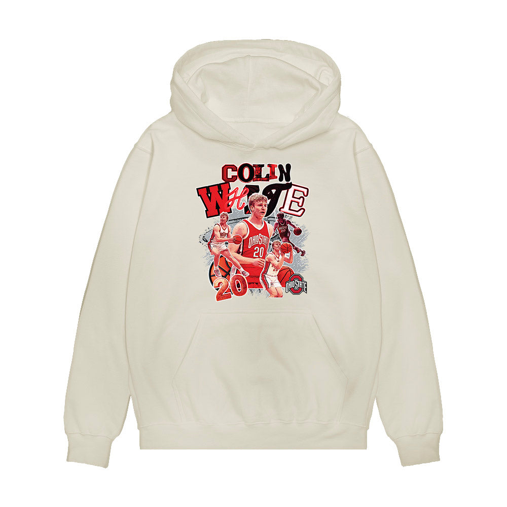 Ohio State - NCAA Men's Basketball : Colin White - Collage Premium Hooded Sweatshirt-0