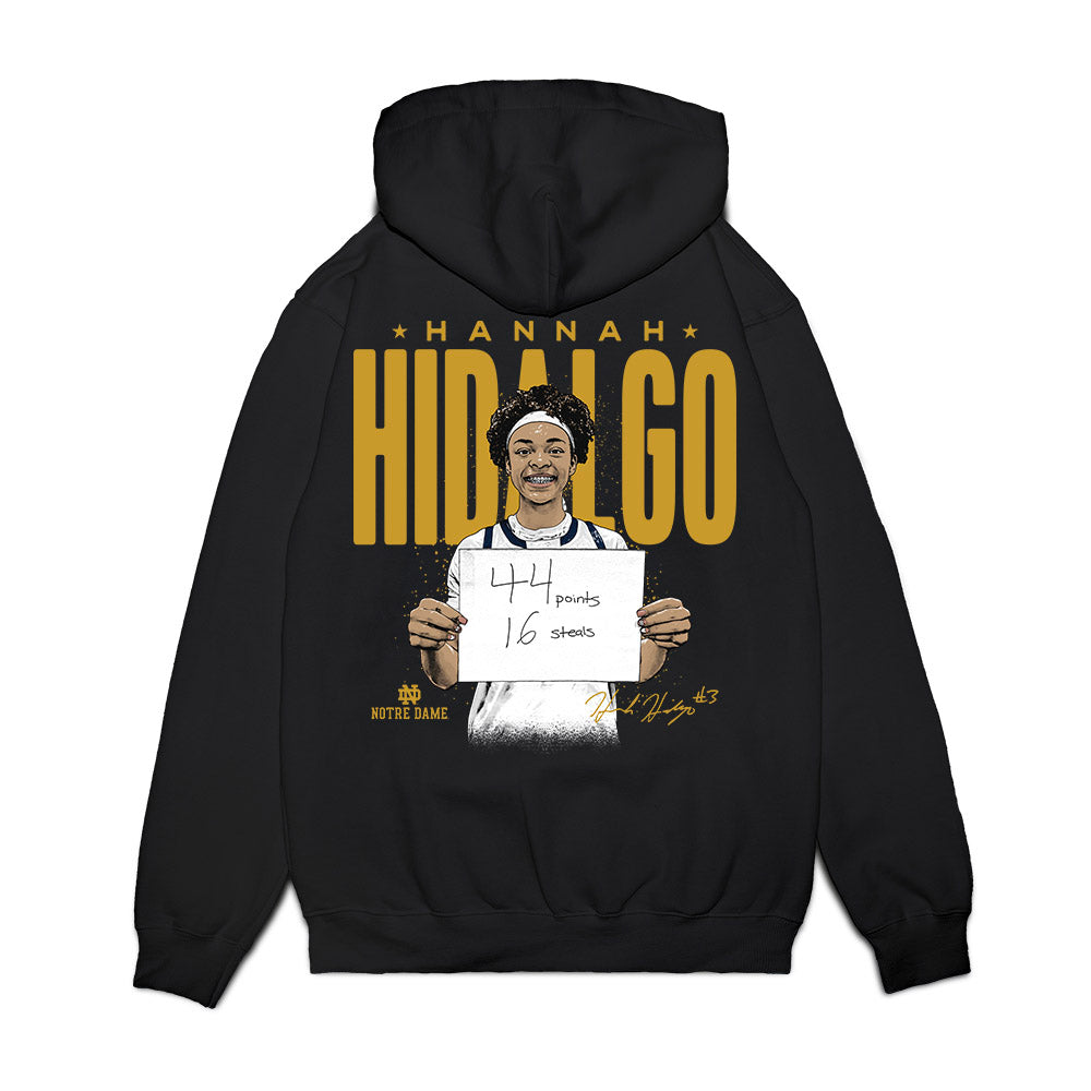 Notre Dame - NCAA Women's Basketball : Hannah Hidalgo - Caricature Premium Hooded Sweatshirt-1