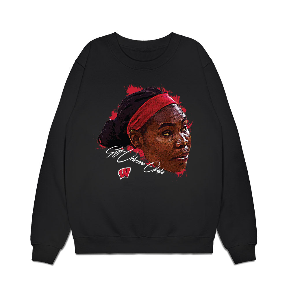 Wisconsin - NCAA Women's Basketball : Gift Uchenna Okeke - Game Face Premium Crewneck Sweatshirt-0