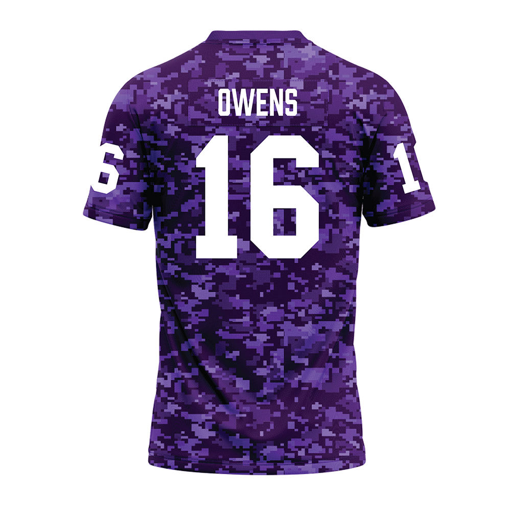 Tarleton State - NCAA Football : AJ Owens - Purple Camo Premium Football Jersey-1