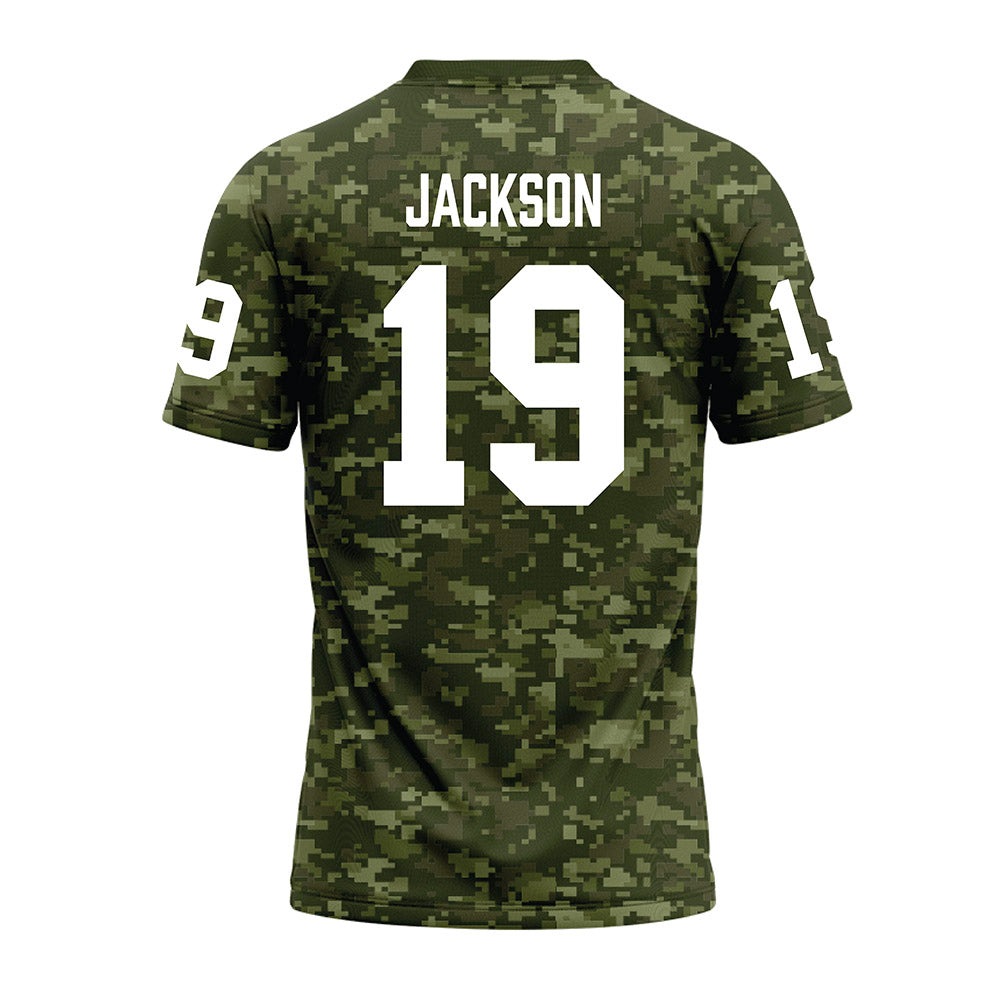 Tarleton State - NCAA Football : Kyle Jackson - Military Green Camo Premium Football Jersey-1