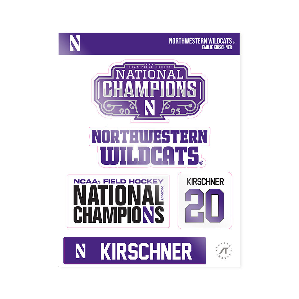 Northwestern - NCAA Women's Field Hockey : Emilie Kirschner - NCAA® 2025 National Champions Sticker Sheet-0