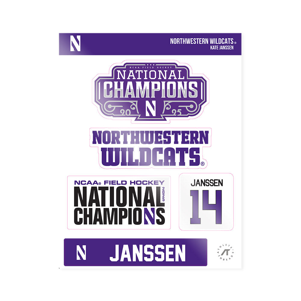 Northwestern - NCAA Women's Field Hockey : Kate Janssen - NCAA® 2025 National Champions Sticker Sheet-0