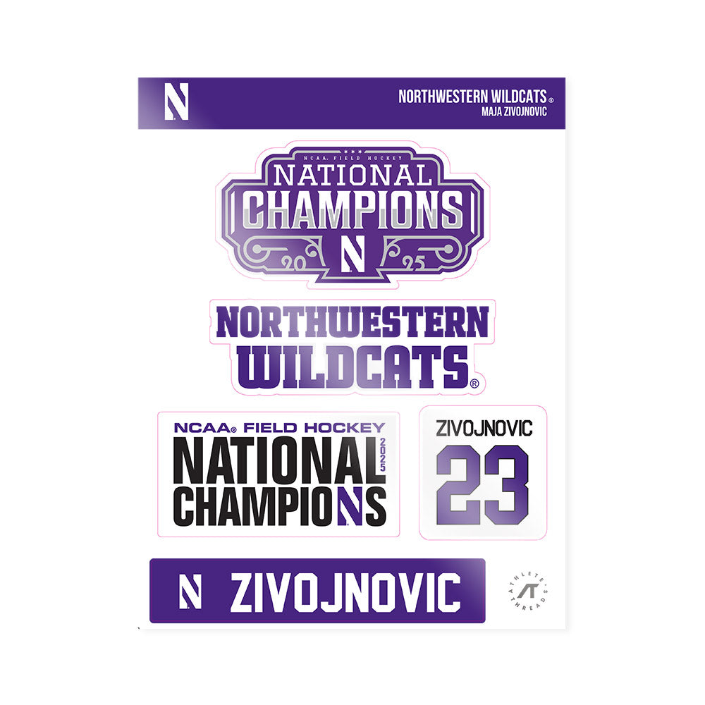 Northwestern - NCAA Women's Field Hockey : Maja Zivojnovic - NCAA® 2025 National Champions Sticker Sheet-0