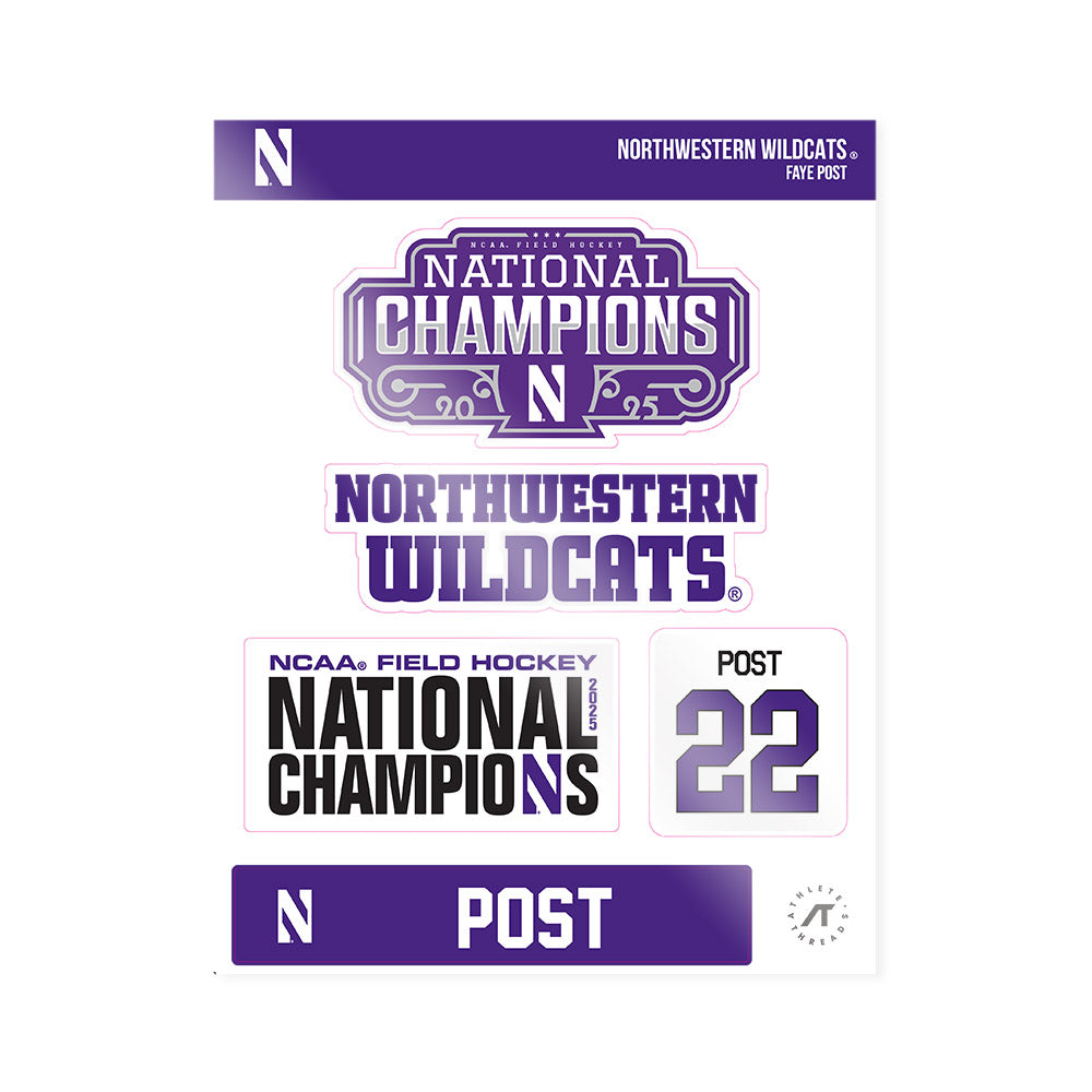 Northwestern - NCAA Women's Field Hockey : Faye Post - NCAA® 2025 National Champions Sticker Sheet-0
