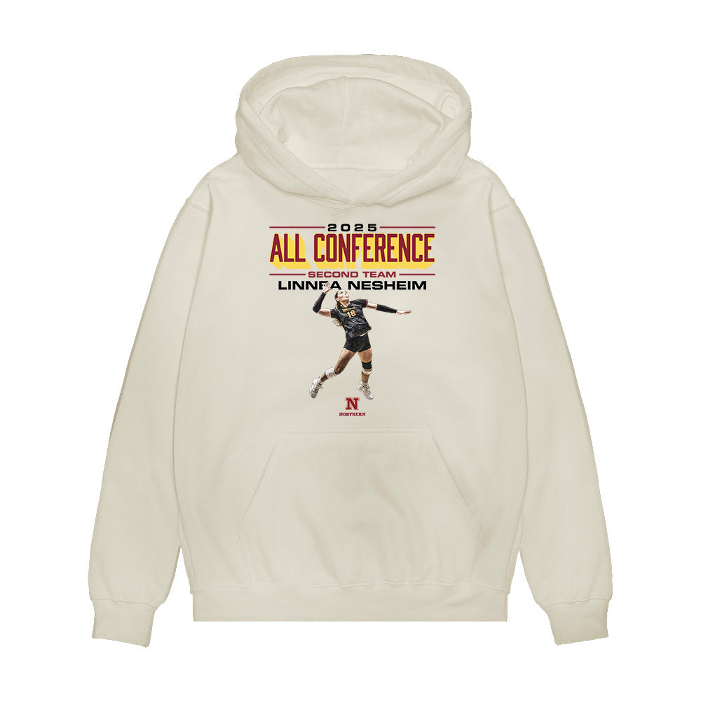 NSU - NCAA Women's Volleyball : Linnea Nesheim - All Conference Graphic Premium Hooded Sweatshirt-0
