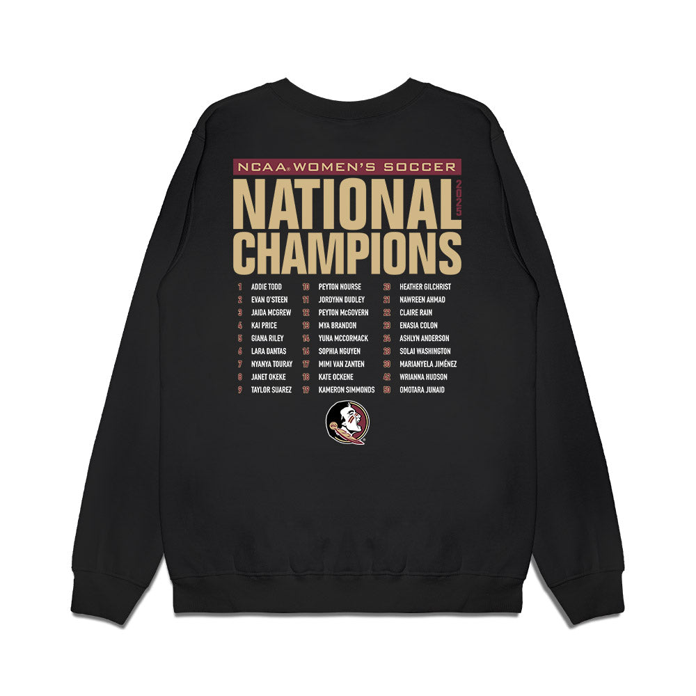 FSU - NCAA Women's Soccer : NCAA® 2025 National Champions Roster Premium Crewneck Sweatshirt-1