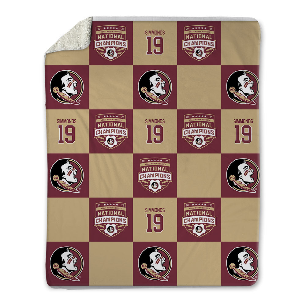 FSU - NCAA Women's Soccer : Kameron Simmonds - NCAA® 2025 National Champions Blanket-0