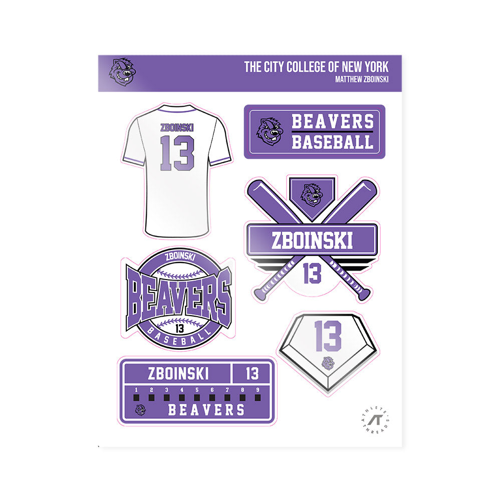 CCNY - NCAA Baseball : Matthew Zboinski - Sticker Sheet-0