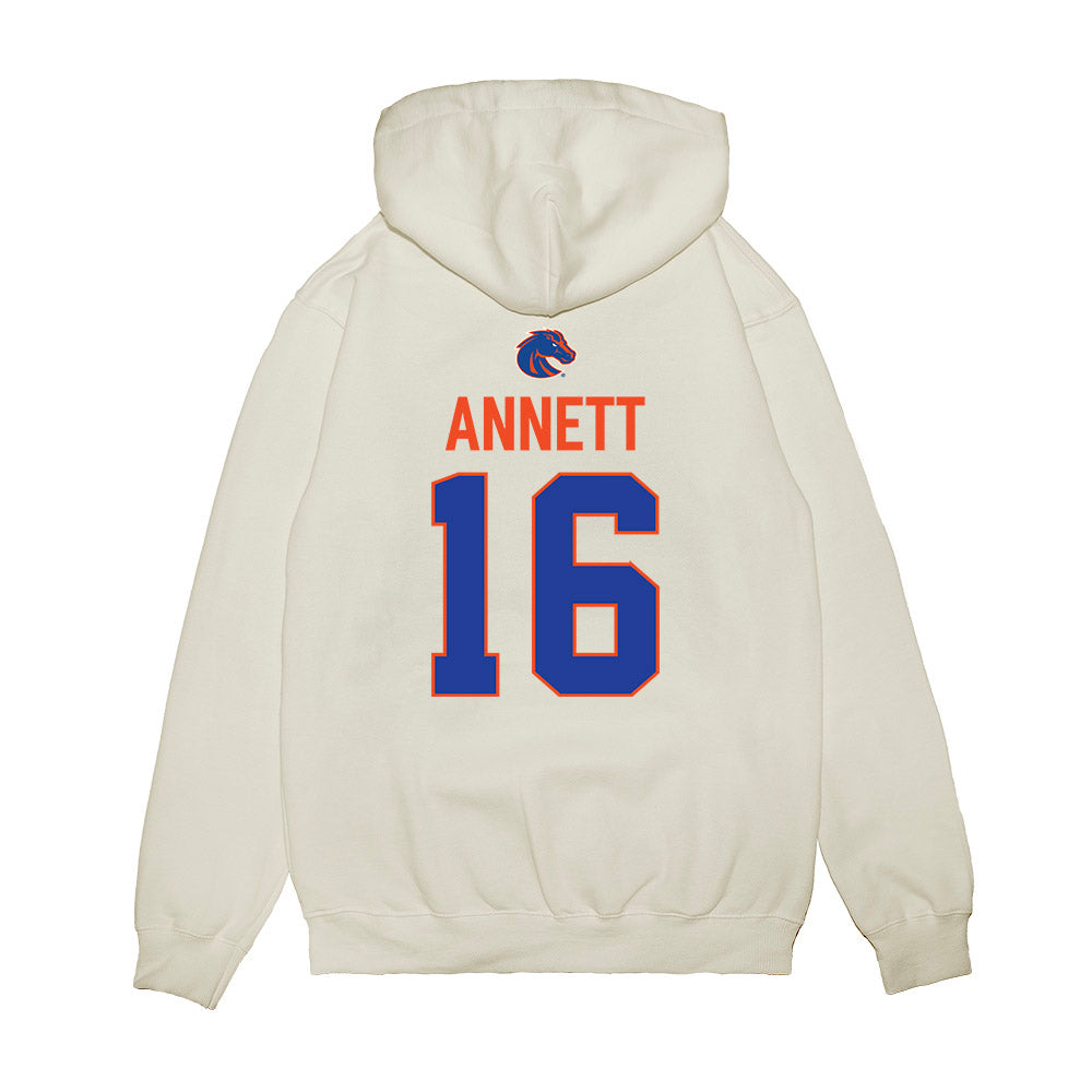 Boise State - NCAA Football : Kaleb Annett - 3-Peat Conference Champs Premium Hooded Sweatshirt-1