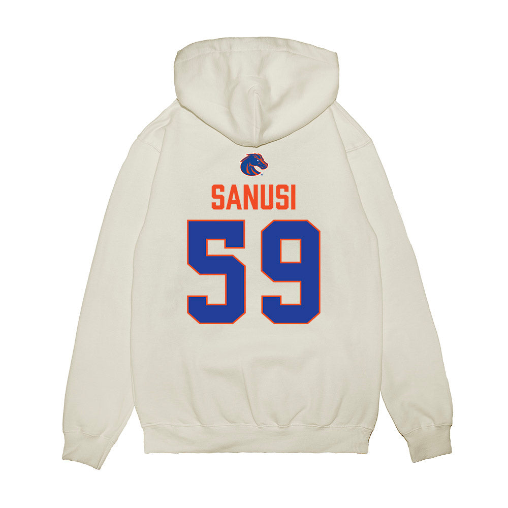 Boise State - NCAA Football : Lopez Sanusi - 3-Peat Conference Champs Premium Hooded Sweatshirt-1