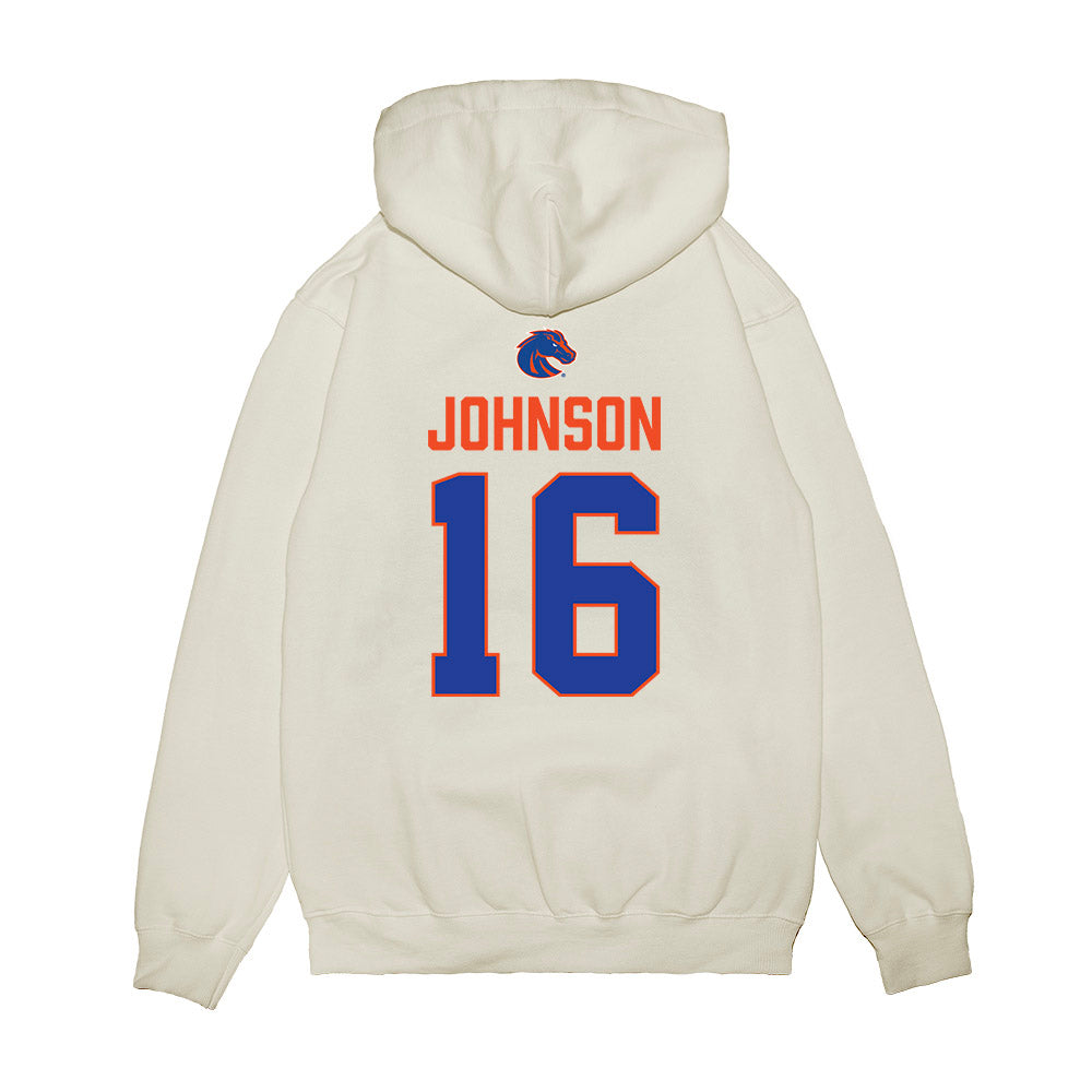Boise State - NCAA Football : Franklyn Johnson - 3-Peat Conference Champs Premium Hooded Sweatshirt-1