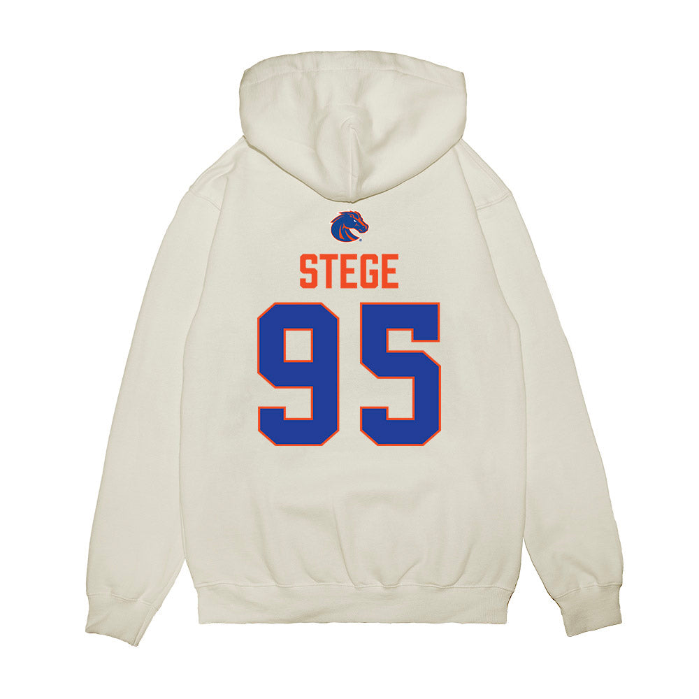 Boise State - NCAA Football : Max Stege - 3-Peat Conference Champs Premium Hooded Sweatshirt-1