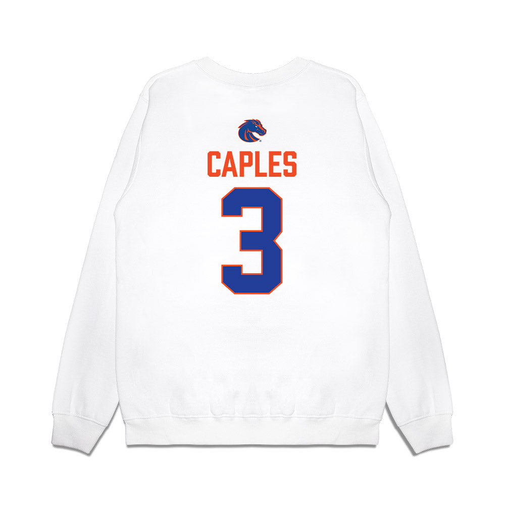 Boise State - NCAA Football : Latrell Caples - 3-Peat Conference Champs Premium Crewneck Sweatshirt-1