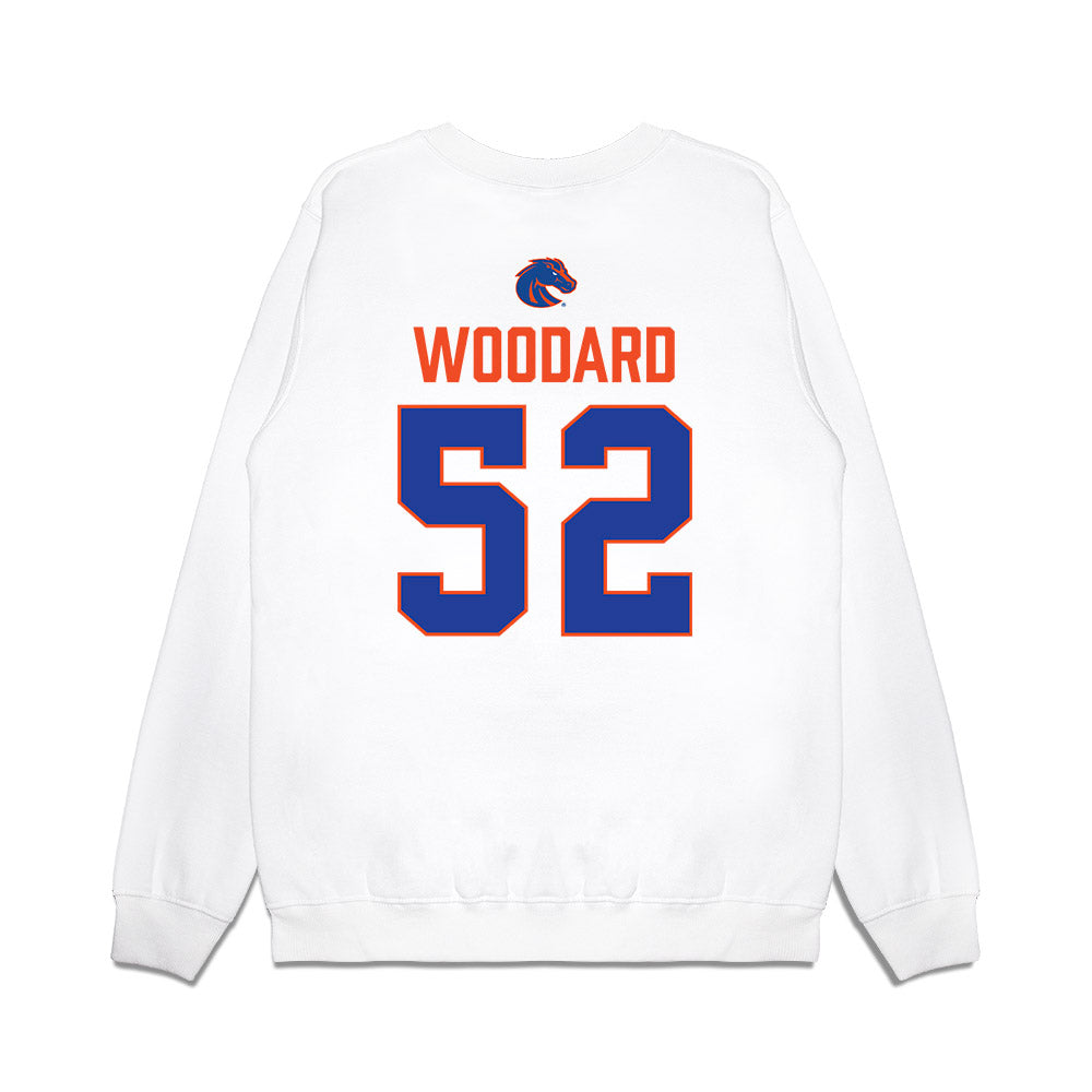 Boise State - NCAA Football : Tavion Woodard - 3-Peat Conference Champs Premium Crewneck Sweatshirt-1