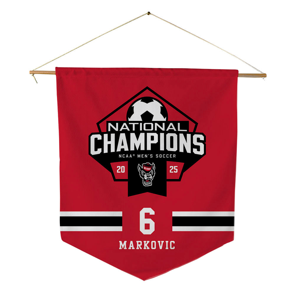 NC State - NCAA Men's Soccer : Nikola Markovic - NCAA® National Champs Pennant - 18" x 21"-0