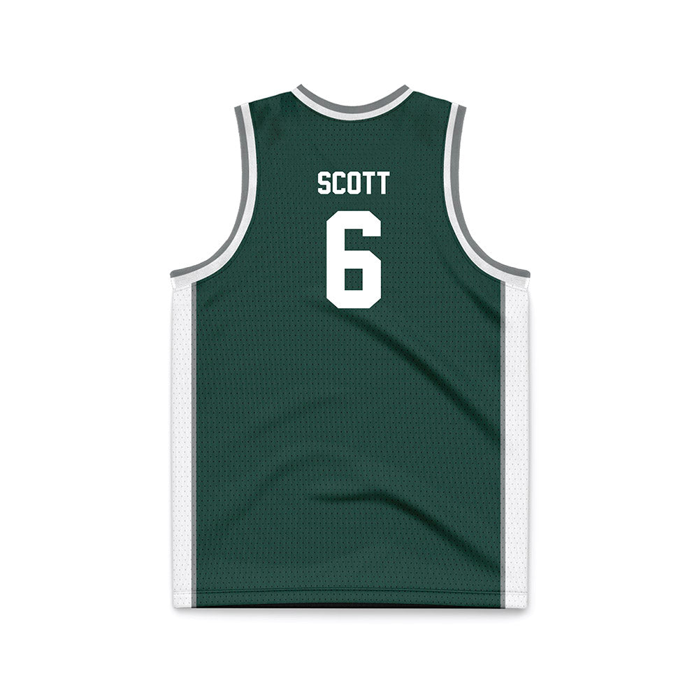 Michigan State - NCAA Men's Basketball : Jordan Scott - Green Basketball Jersey-1