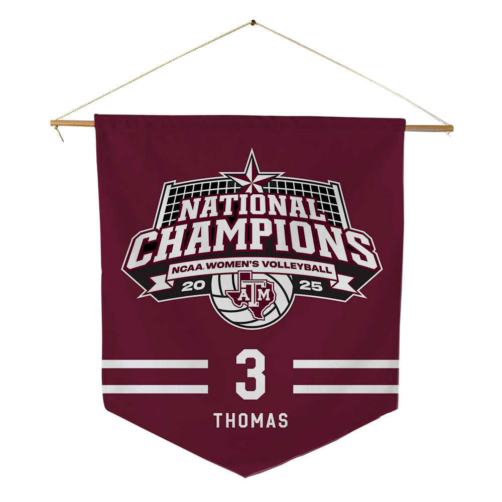 Texas A&M - NCAA Women's Volleyball : Tatum Thomas - NCAA® National Champions Pennant - 18" x 21"-0