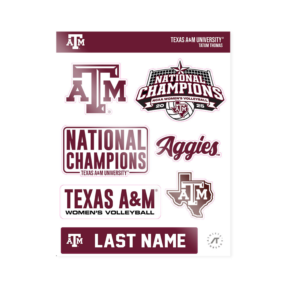 Texas A&M - NCAA Women's Volleyball : Tatum Thomas - National Champions Sticker Sheet-0