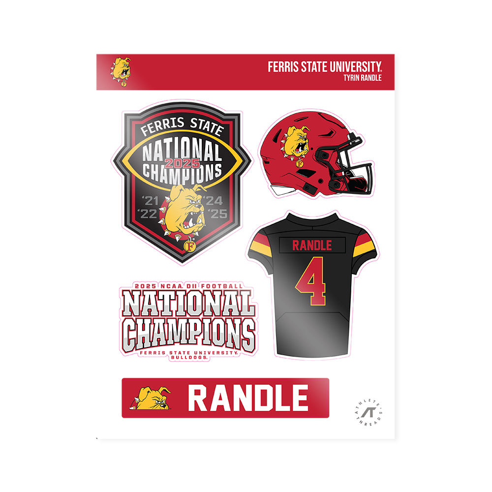 Ferris State - NCAA Football : Tyrin Randle - National Champs Sticker Sheet-0